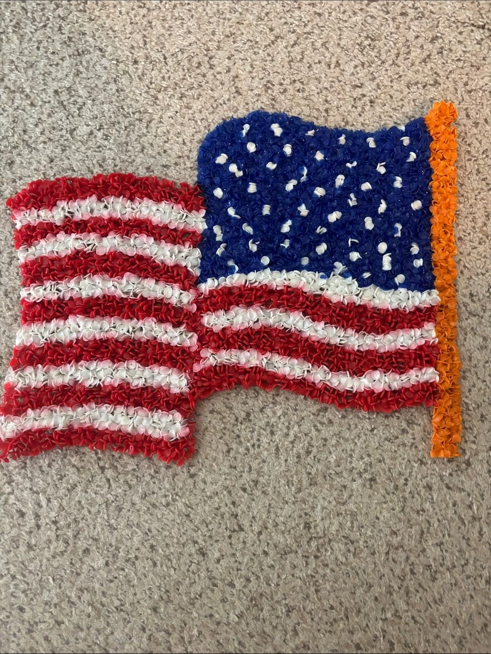 Vintage melted popcorn Red White and Blue Decorative Flag Accent - Unbranded
